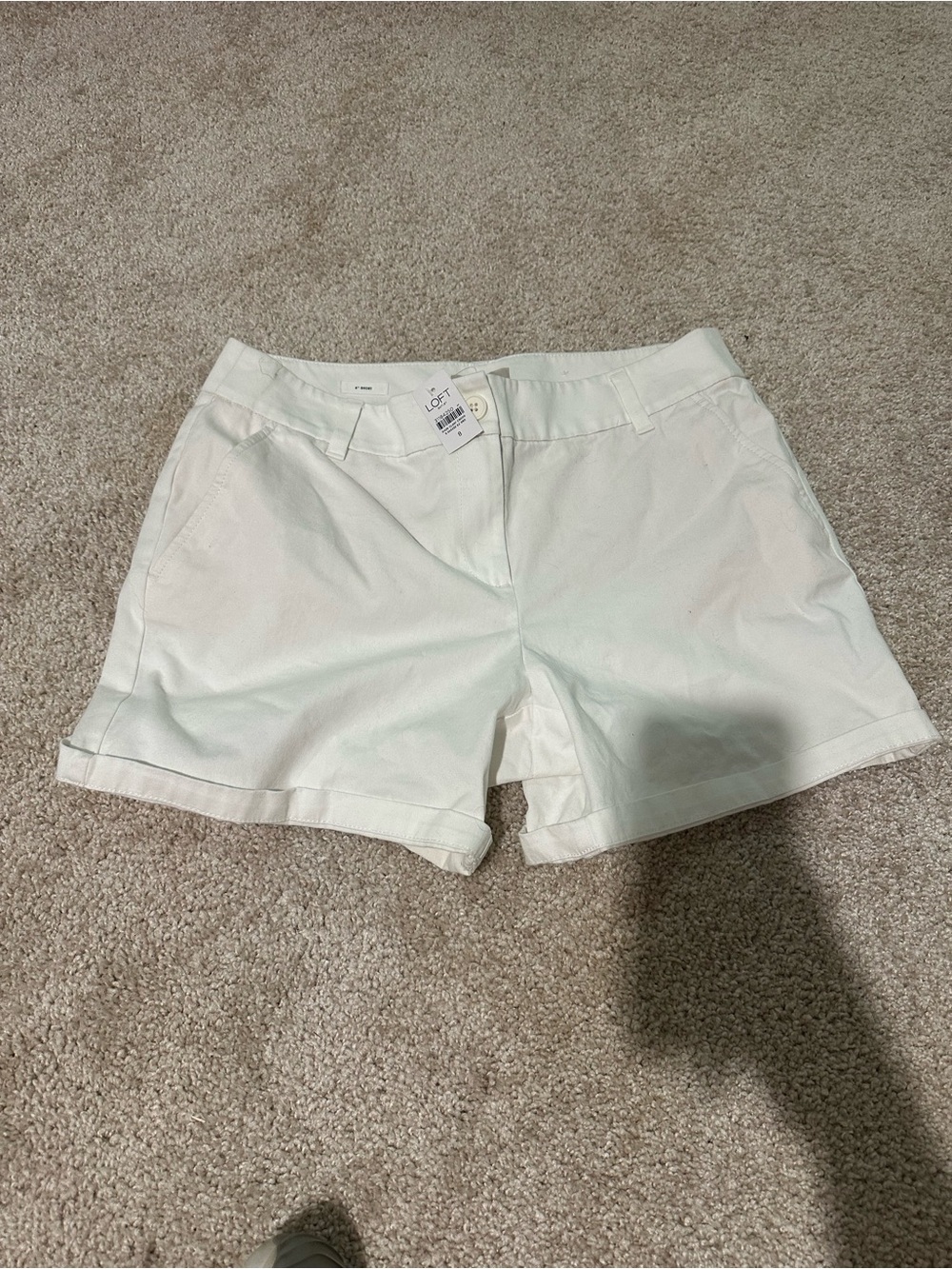 LOFT White Cuffed Chino Bermuda Shorts